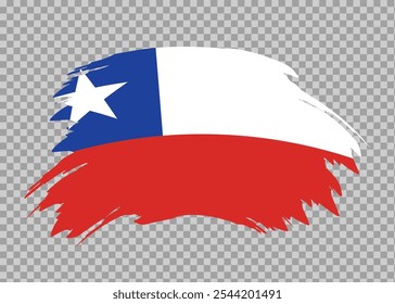 Bandeira do Chile com efeito de pincel de traço de tinta aflita em plano de fundo isolado