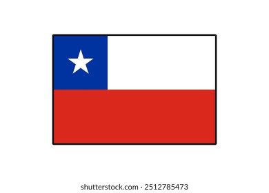 A bandeira do Chile possui listras horizontais de branco e vermelho, com um quadrado azul e uma estrela branca no cantão. Simboliza a identidade e a herança do país.