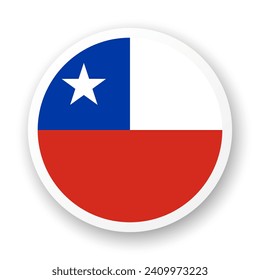 Flag of Chile flat icon. Round vector element with shadow. Best for mobile apps, UI and web design.