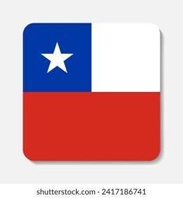 Flag of Chile flat icon. Square vector element with shadow.