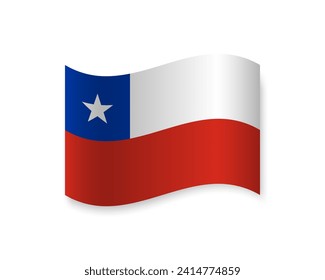 Flag of Chile flat icon. Wavy vector element with shadow. Best for mobile apps, UI and web design.