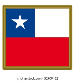 Flag of Chile with gold frame