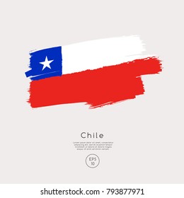 Flag of Chile in Grunge Brush Stroke : Vector Illustration