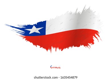 Flag of Chile in grunge style with waving effect, vector grunge brush stroke flag.