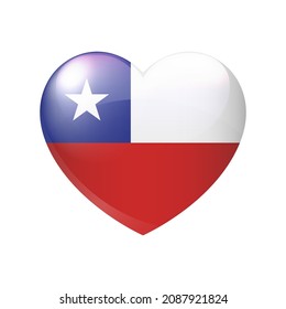 Bandera de Chile en el corazón. Icono de emblema chileno vector. Símbolo de amor del país. Ilustración aislada eps10