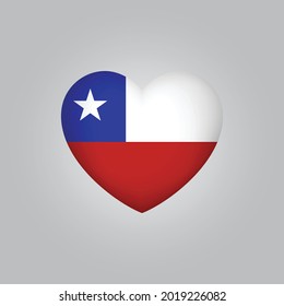 Bandera de Chile en el corazón. Vector de bandera chilena. Símbolo de amor de Chile