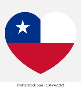 Flag of Chile in the heart, correct colors, vector illustration.