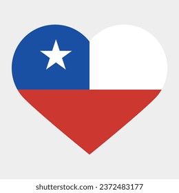 Flag of Chile. Heart icon flag. Heart-shaped flag icon. Standard color. Computer illustration. Digital illustration. Vector illustration.