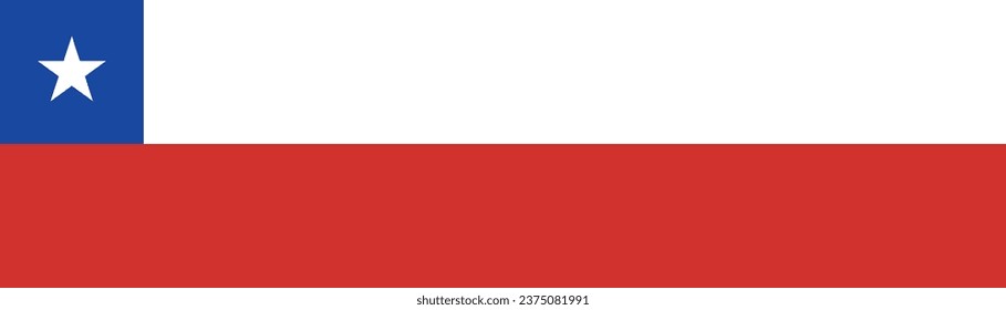 The flag of Chile. Flag icon. A long banner. Standard color. Computer illustration. Digital illustration. Vector illustration.