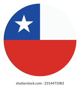 The flag of Chile. Flag icon. Standard color. A round flag. Computer illustration. Digital illustration. Vector illustration.