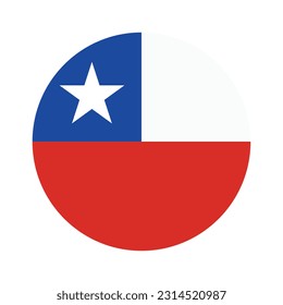 The flag of Chile. Flag icon. Standard color. A round flag. Computer illustration. Digital illustration. Vector illustration.