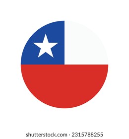 The flag of Chile. Flag icon. Standard color. A round flag. Computer illustration. Digital illustration. Vector illustration.