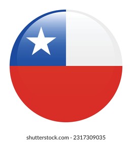 The flag of Chile. Flag icon. Standard color. The round flag. 3d illustration. Computer illustration. Digital illustration. Vector illustration.