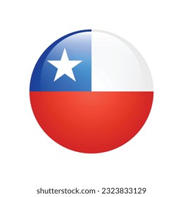 The flag of Chile. Flag icon. Standard color. Circle icon flag. 3d illustration. Computer illustration. Digital illustration. Vector illustration.