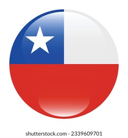 The flag of Chile. Flag icon. Standard color. Circle icon flag. 3d illustration. Computer illustration. Digital illustration. Vector illustration.