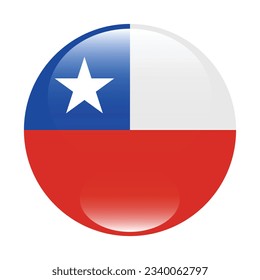 The flag of Chile. Flag icon. Standard color. Circle icon flag. 3d illustration. Computer illustration. Digital illustration. Vector illustration.