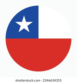 The flag of Chile. Flag icon. Standard color. Circle icon flag. Computer illustration. Digital illustration. Vector illustration.