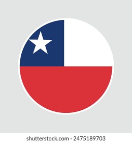 The flag of Chile. Flag icon. Standard color. Round flag. Computer illustration. Digital illustration. Vector illustration.	