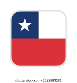 The flag of chile. Flag icon. Standard color. flat vector square with rounded corners. Computer illustration. Digital illustration. Vector illustration