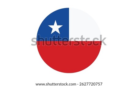 The flag of Chile. Flag icon. Standard color. Circle icon flag. Computer illustration. Digital illustration. Vector illustration.