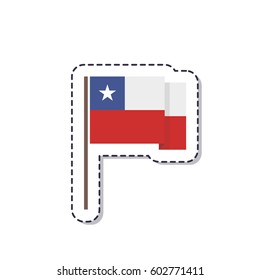 flag of Chile icon, sticker. isolated on white background. vector illustration