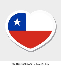 Flag of Chile icon. Vector heart sticker.