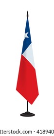 Flag of Chile on a flagstaff. Vector illustration