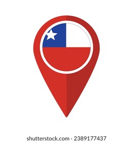 Flag of Chile flag on map pinpoint icon isolated red color