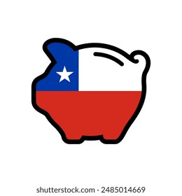 Flag of Chile, piggy bank icon, vector symbol.