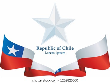 Flag of Chile, Republic of Chile. Template for award design, an official document with the flag of Chile. Bright, colorful vector illustration.
