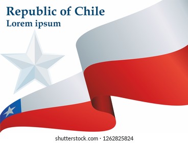 Flag of Chile, Republic of Chile. Template for award design, an official document with the flag of Chile. Bright, colorful vector illustration.