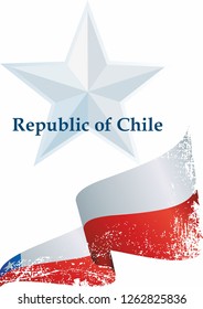 Flag of Chile, Republic of Chile. Template for award design, an official document with the flag of Chile. Bright, colorful vector illustration.