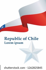 Flag of Chile, Republic of Chile. Template for award design, an official document with the flag of Chile. Bright, colorful vector illustration.