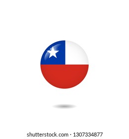 Flag of Chile round 3d vector Illustration