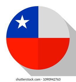 Flag Chile - round flatstyle button with a shadow. 