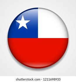 Flag of Chile. Round glossy badge