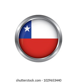 Flag of Chile as round glossy icon. Button with Chile flag.isolated, banner vector illustration. Vector illustration eps10.