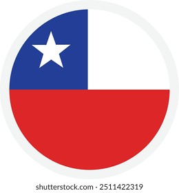 Bandeira do Chile. Ícone redondo no plano de fundo transparente. Ícone de vetor, estilo plano