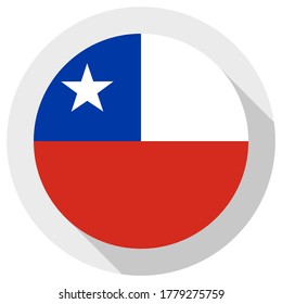 Flag of chile, round shape icon on white background, vector illustration