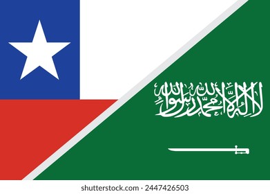 Flag of Chile and Saudi Arabia concept graphic element Illustration template design
