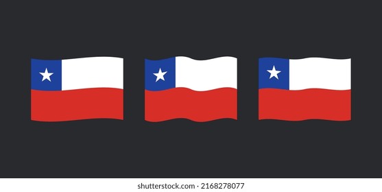 Flag of Chile. Set of chilean national symbol in different waving shapes.