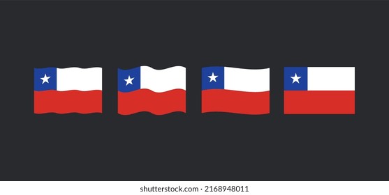 Flag of Chile. Set of chilean national symbol in different waving shapes.