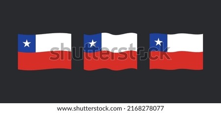 Flag of Chile. Set of chilean national symbol in different waving shapes.