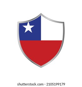 Flag of Chile with silver shield frame