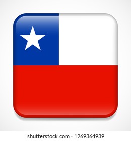 Flag of Chile. Square glossy badge
