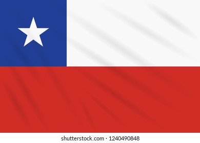 Flag Chile swaying in wind, realistic vector.