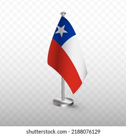 Flag of Chile. Vector illustration of a flag with flagpole on a transparent background (PNG).