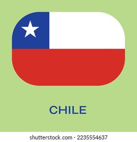 Flag of Chile, Chile flag vector illustration, Chile flag in rounded corner, Button style Chile flag.