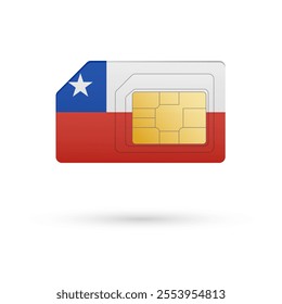 Flag of Chile. Vector illustration of SIM Card with flag on white background