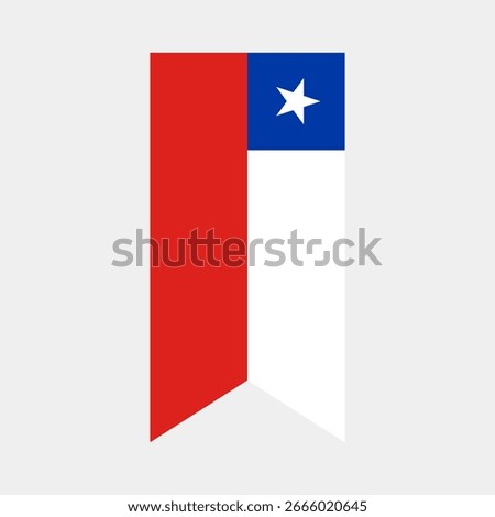 Flag of Chile. Chile vertical flag icon digital vector illustration. The hanging flag.